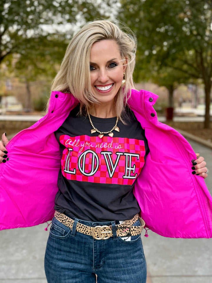 Pop of Pink Puffer Vest