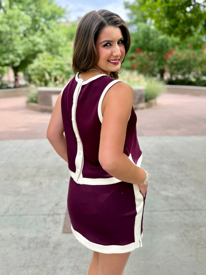 Game Day Darling Maroon Skort Set