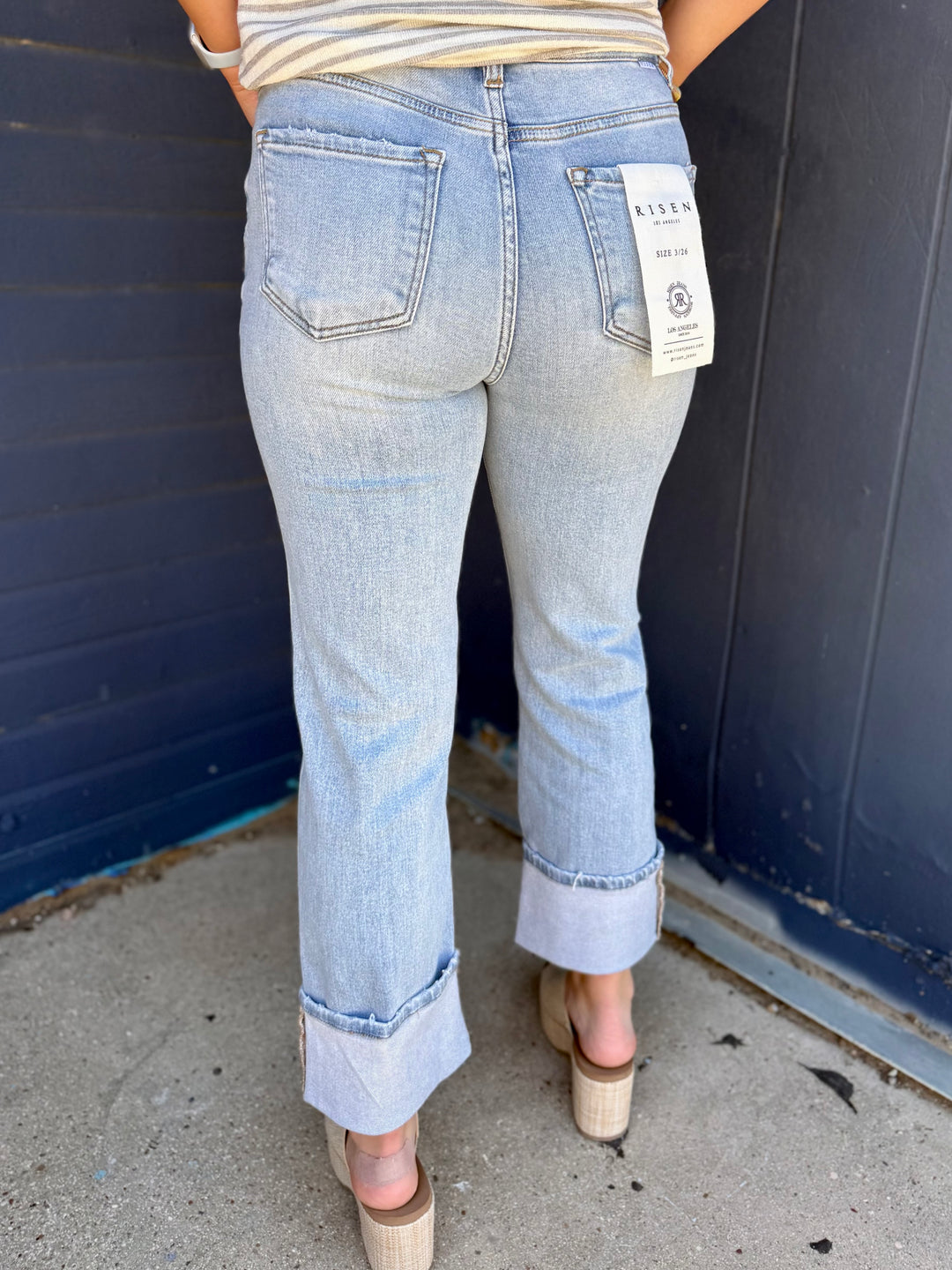 Annie High Rise Cuffed Ankle Straight Jeans by Risen