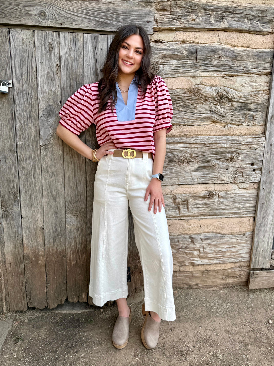 Simple Moments Pink Stripe Top