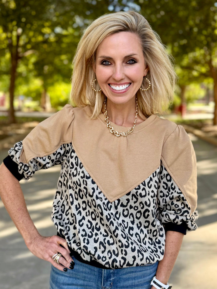 Leopard Puff Sleeve Sweatshirt