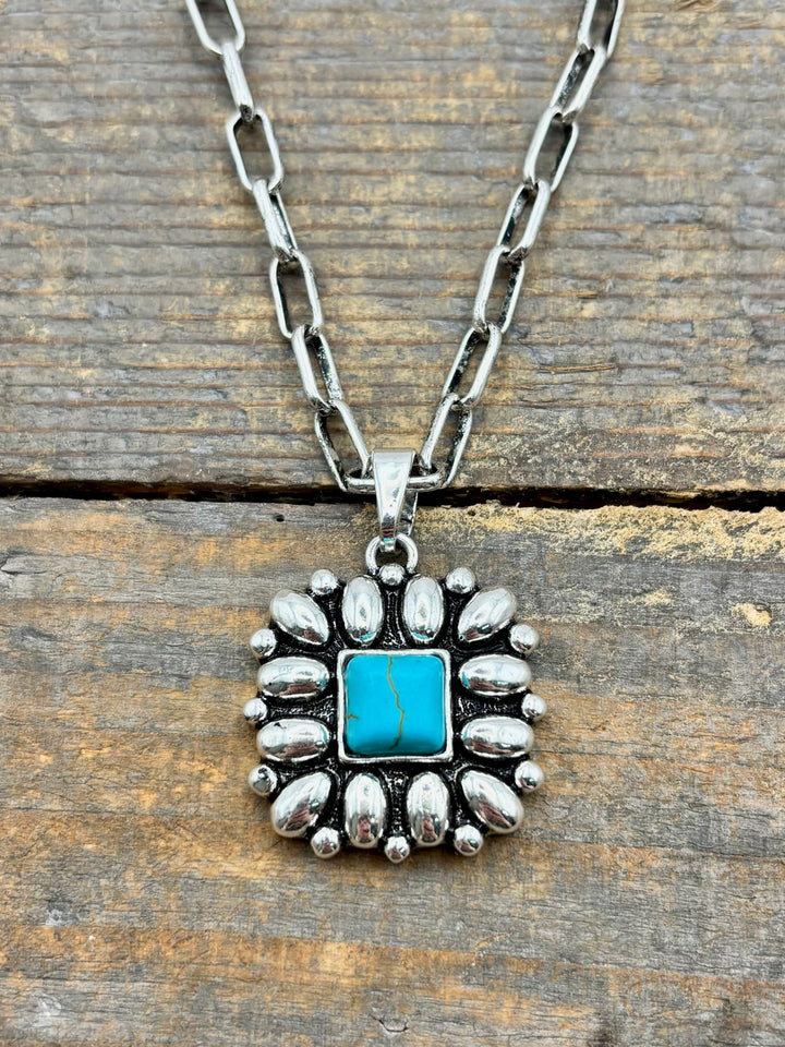 Missy Turquoise and Silver Pendant Necklace
