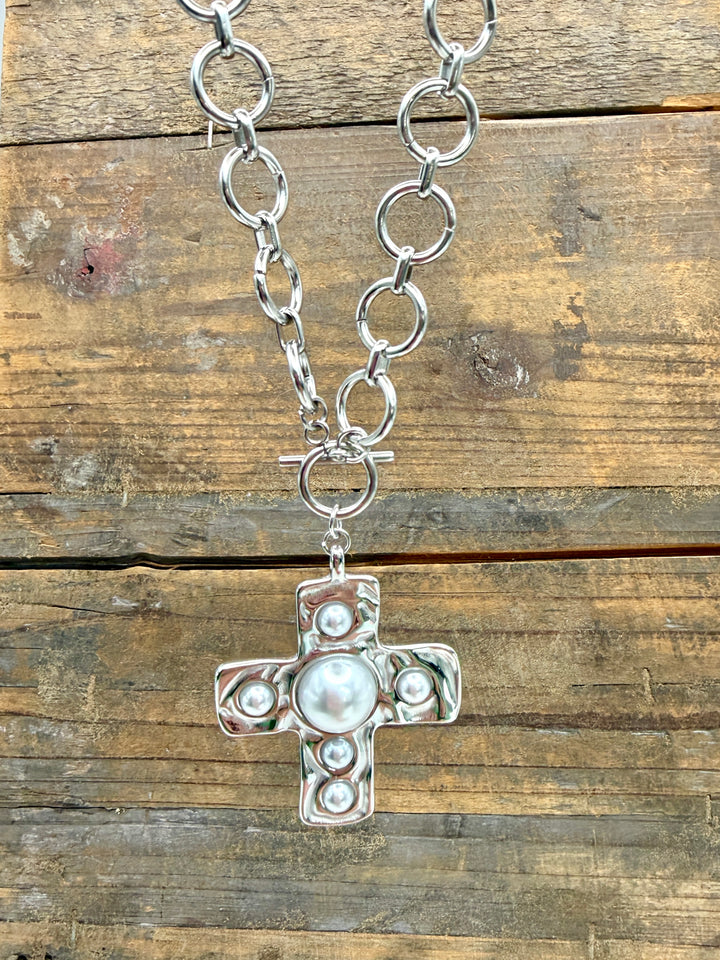 Harper Silver Cross Necklace by ChansuttPearls
