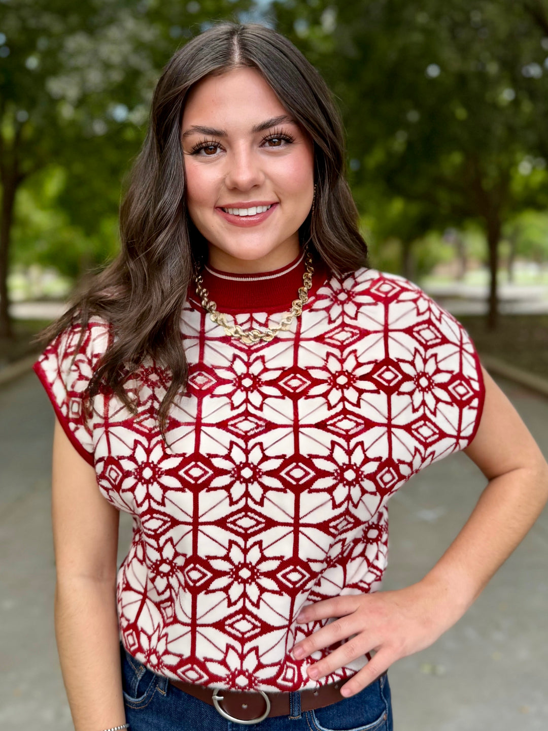 Ready in Red Floral Sweater