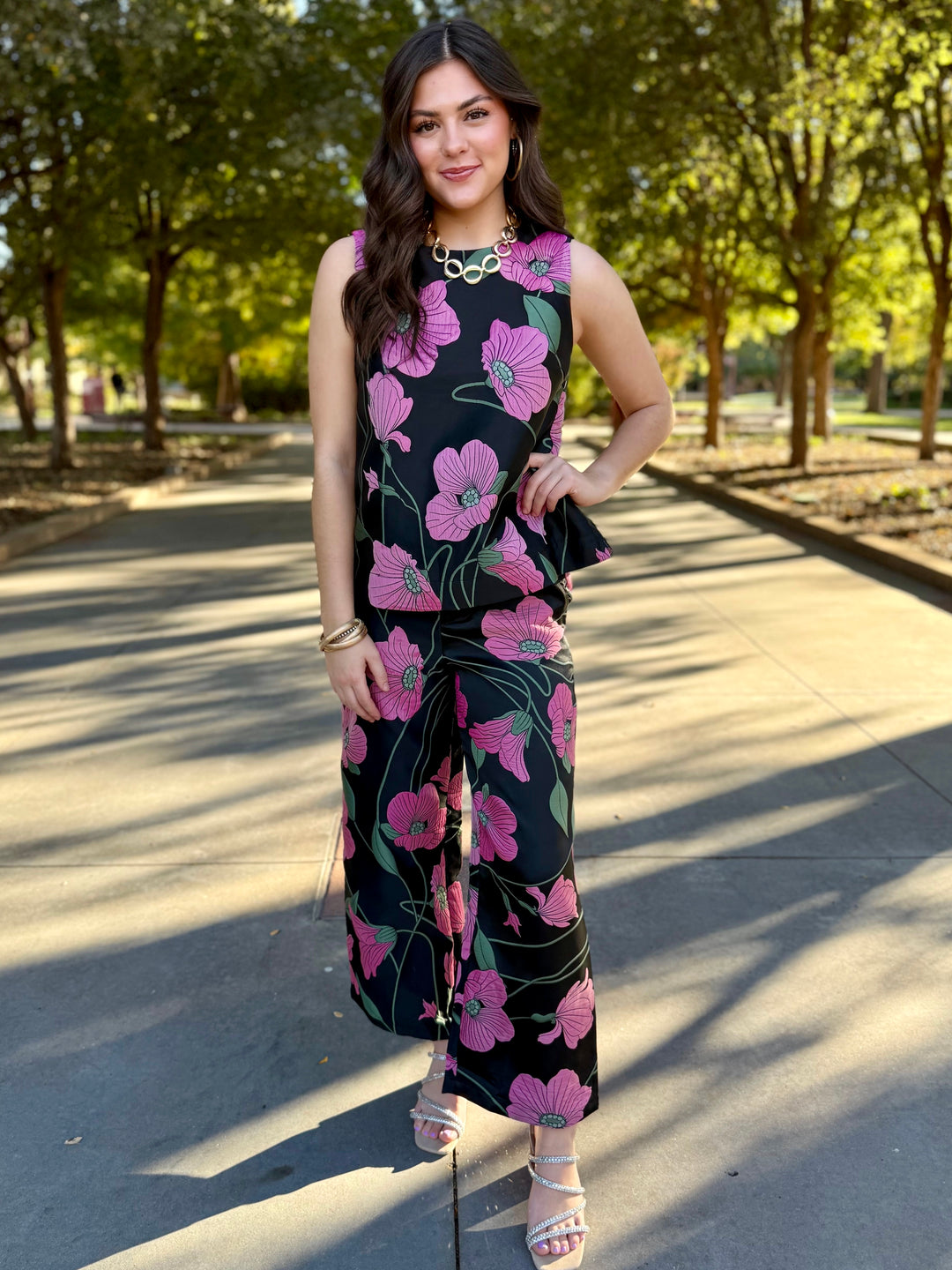 Midnight Garden Black Pant Set