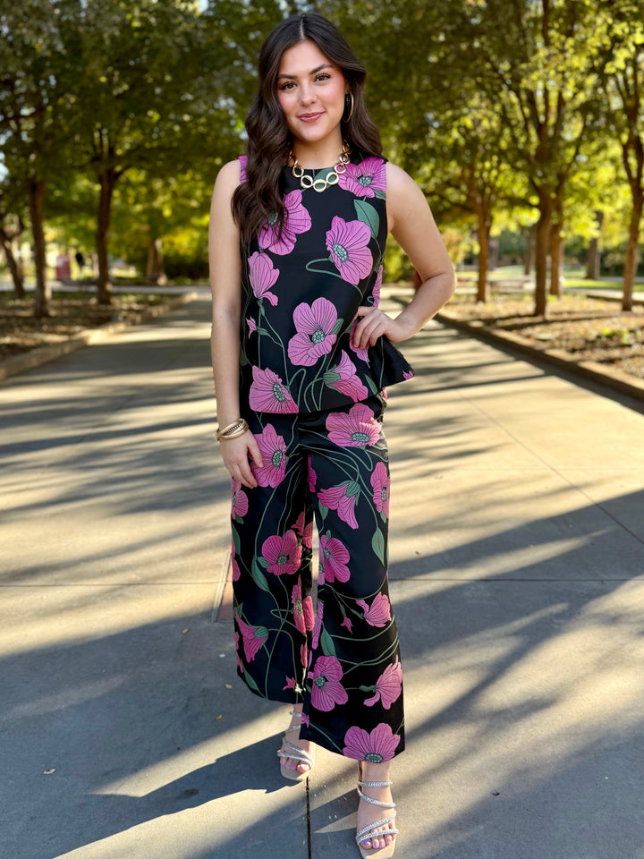 Midnight Garden Black Pant Set