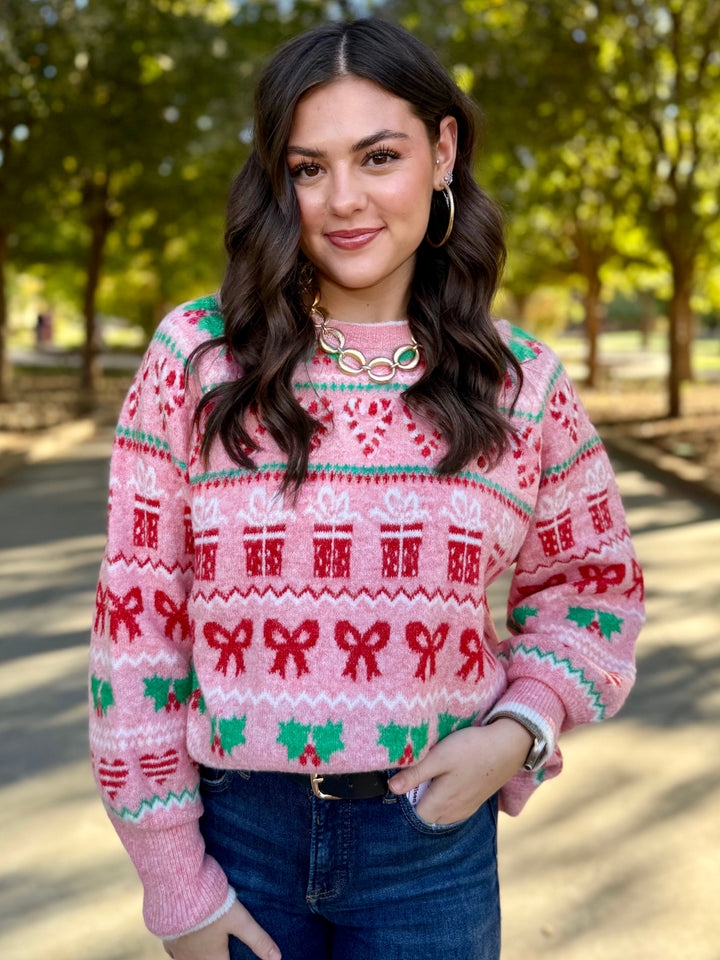 Wrapped in Sweet Love Pink Sweater