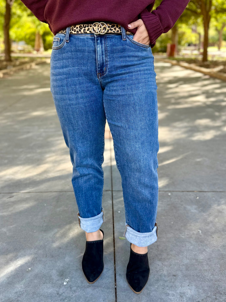 Bentley Mid Rise Cuffed Boyfriend Jean by Judy Blue
