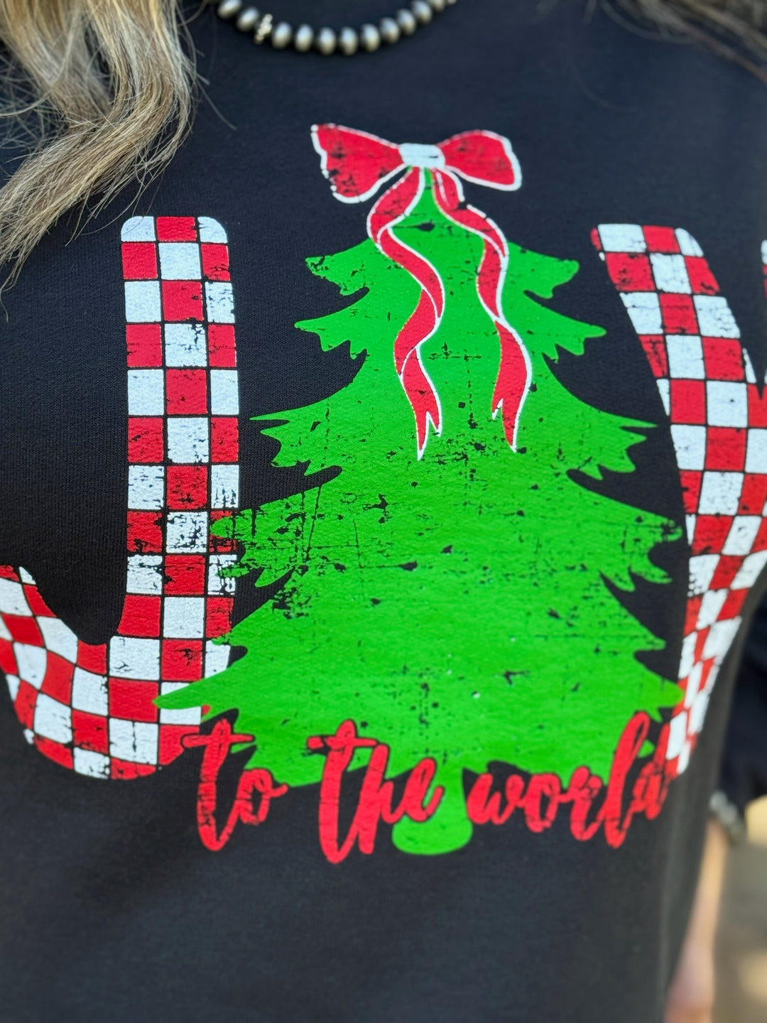 Joy to the World Checkered Tee by Texas True Threads