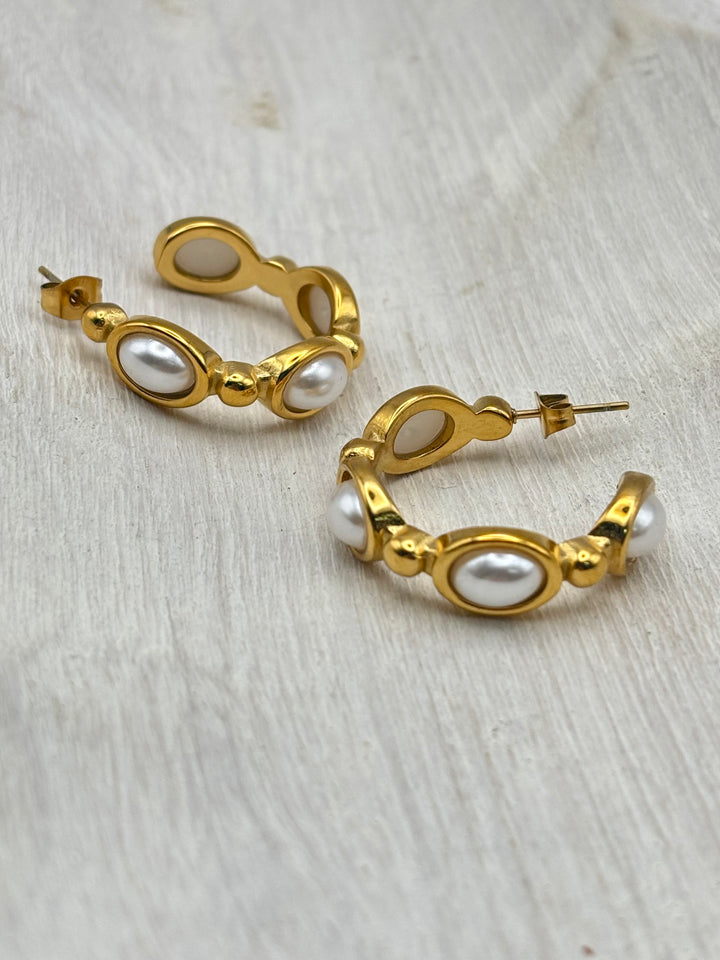 Harlee Pearl Hoops by ChansuttPearls