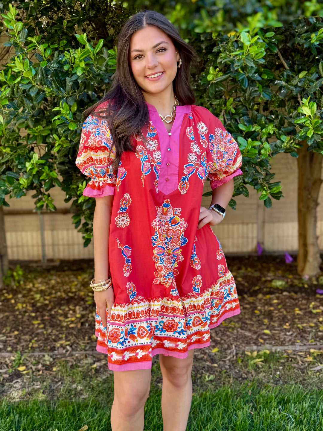 Sweet Escape Coral V-Neck Dress