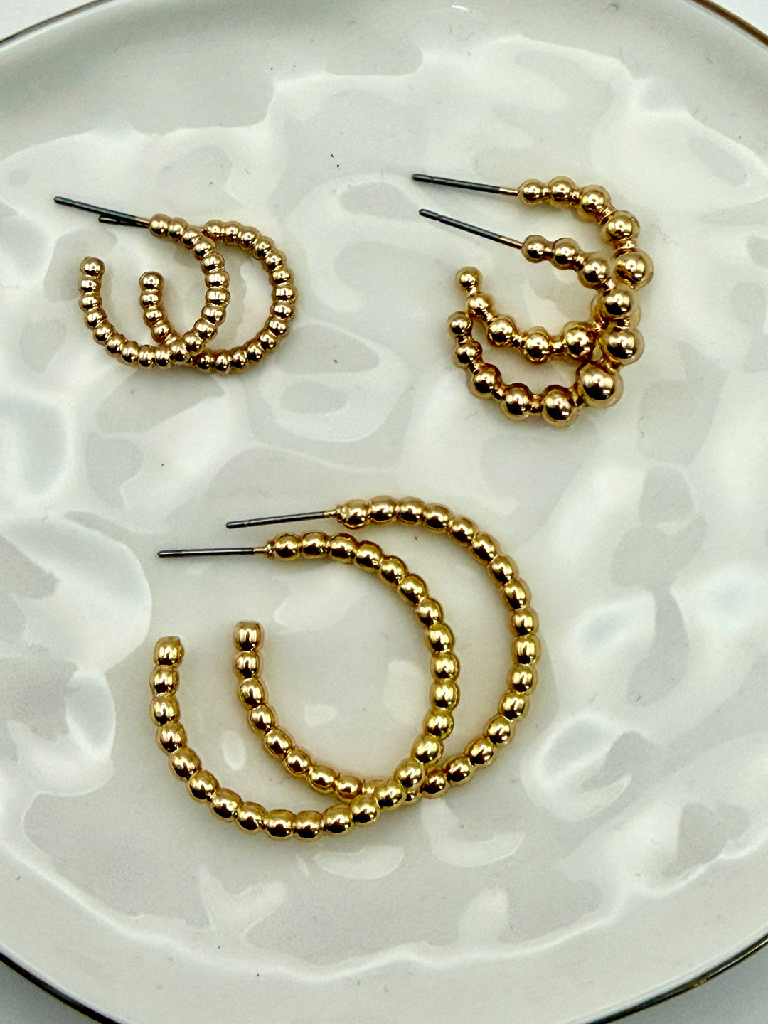 Stella Gold Beaded Hoops Set