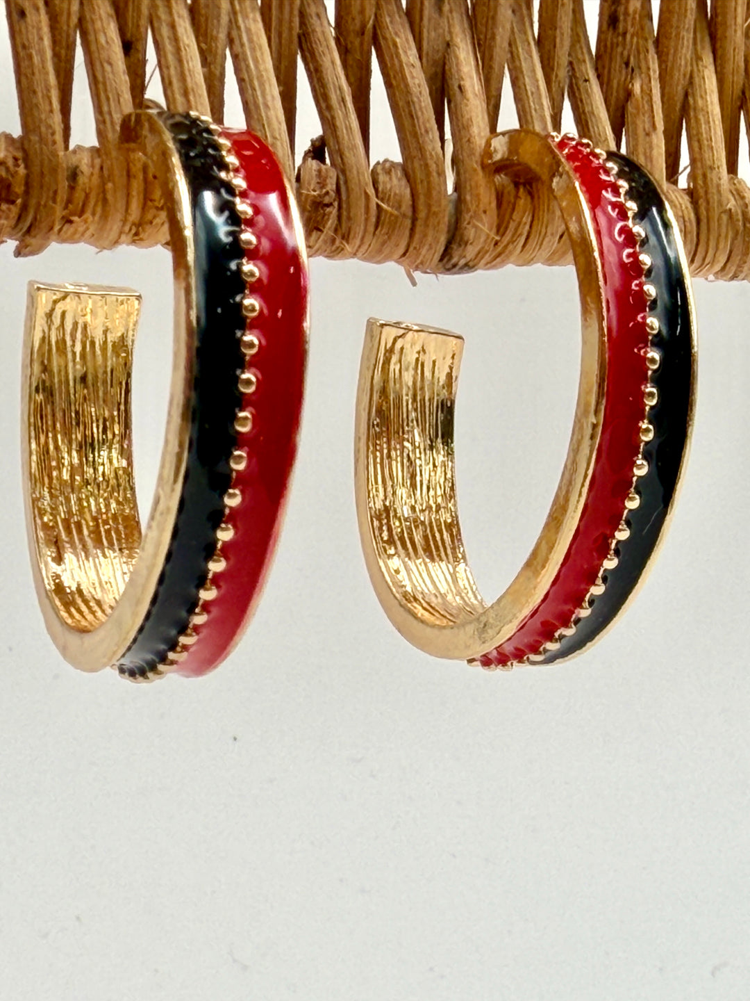 Double Take Red & Black Hoop Earrings