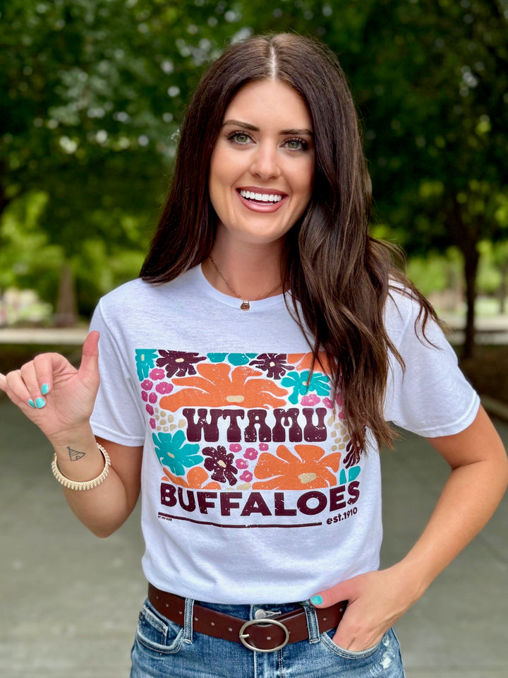 WTAMU Spring Florals White Graphic Tee