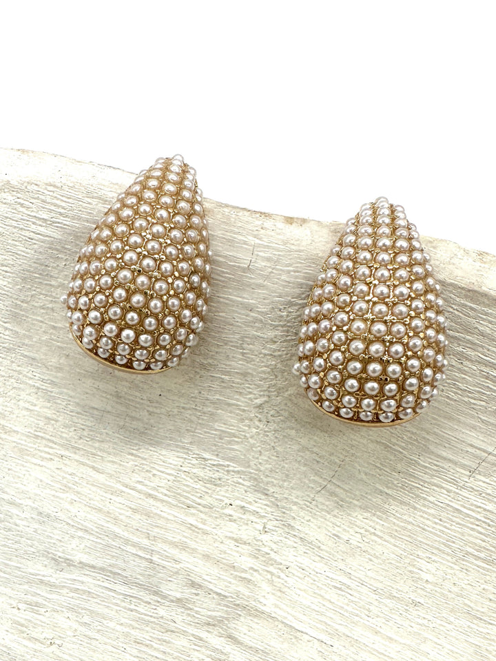 Florence Pave Pearl Teardrop Earrings