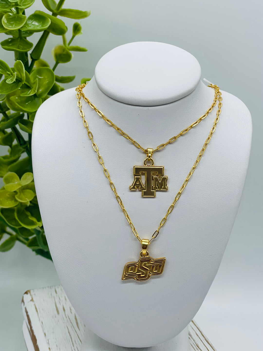 Collegiate Gold Pendant Necklace