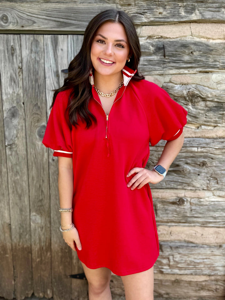 Sweet Statement Red Puff Sleeve Dress