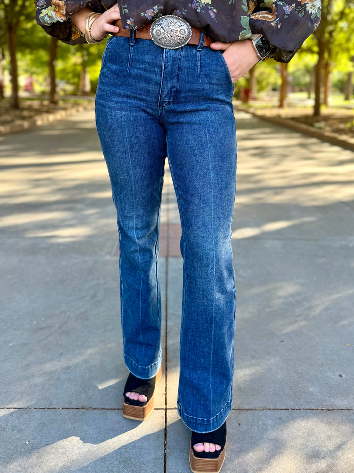 Rosey Mid Rise Bootcut Tummy Control Trouser by Judy Blue