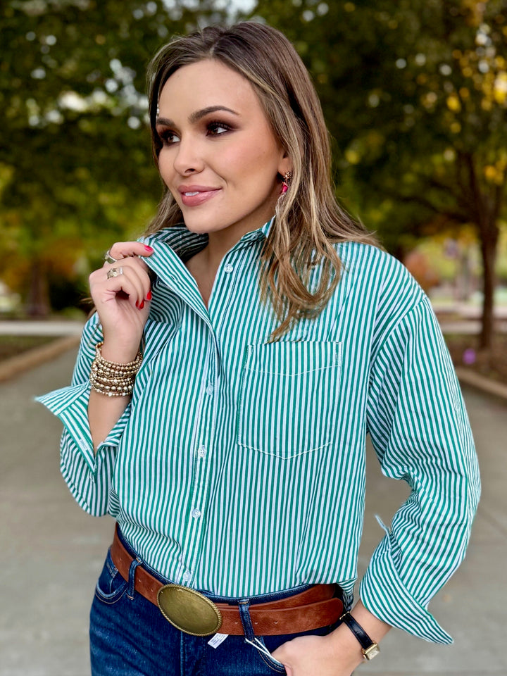 Candy Stripe Green Blouse