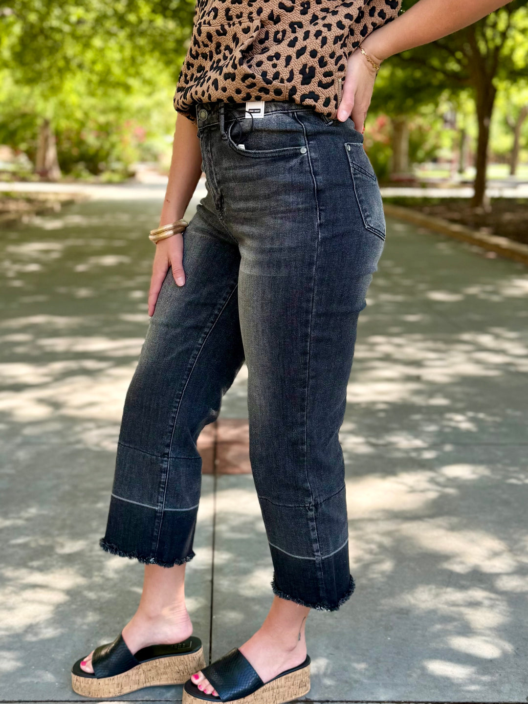 Millie Washed Black Wide Leg Crop by Judy Blue