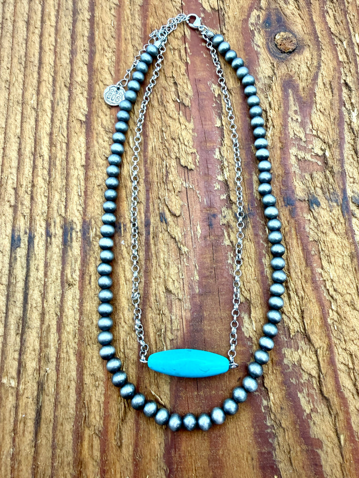 Sylvia Layered Turquoise Pendant Necklace