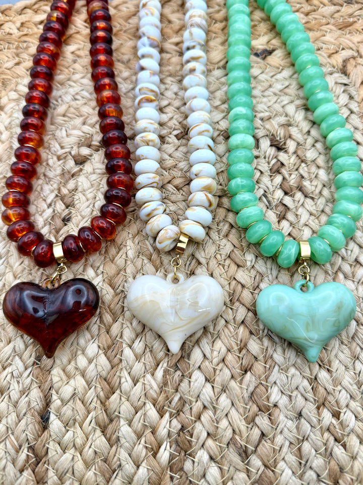 Chunky Heart Beaded Necklace