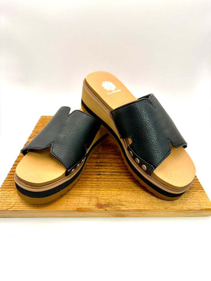Alameda Black Wedge Sandal by Yellow Box