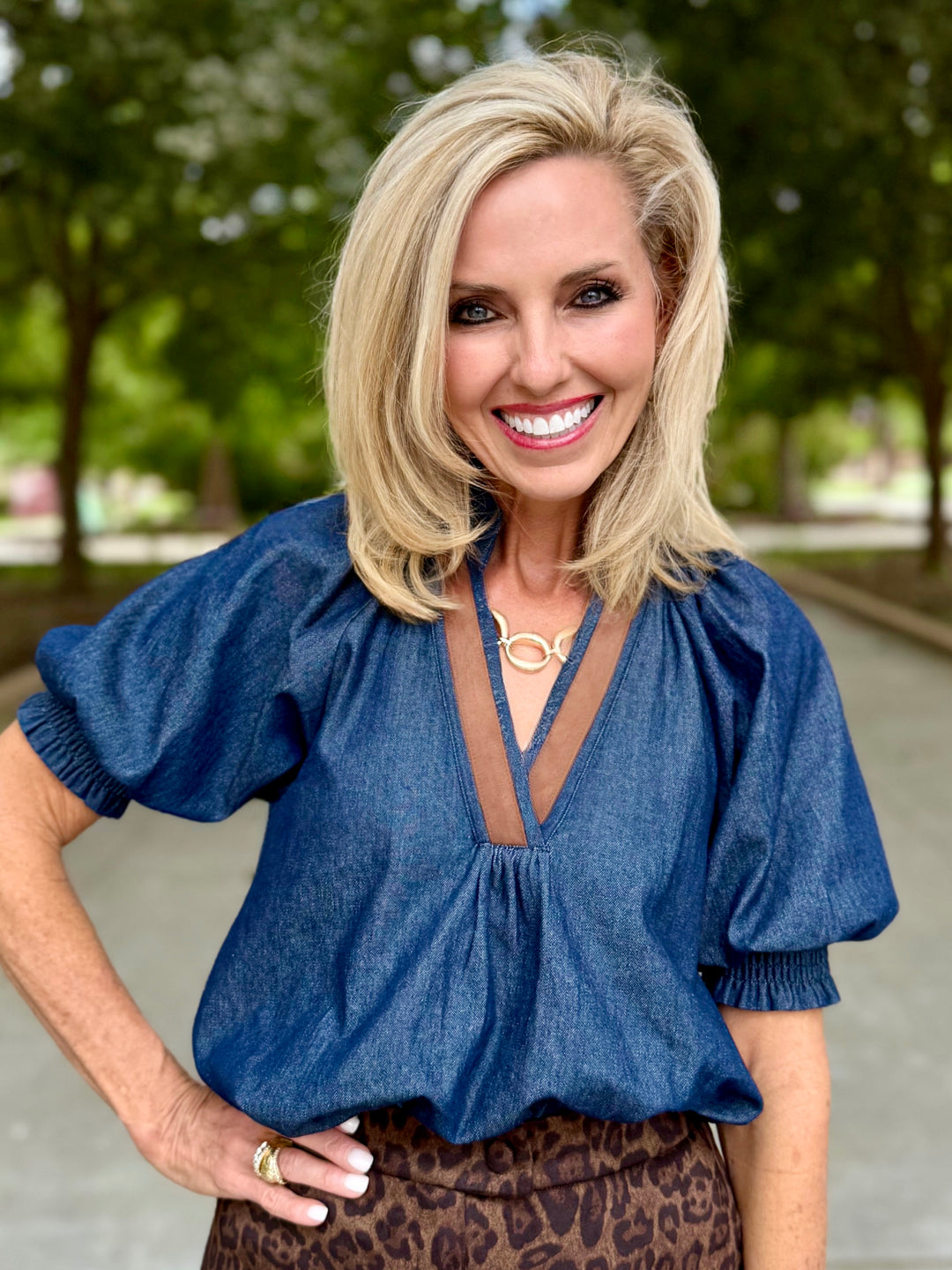 Dreaming In Denim V-Neck Top by THML