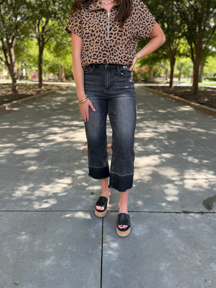 Millie Washed Black Wide Leg Crop by Judy Blue