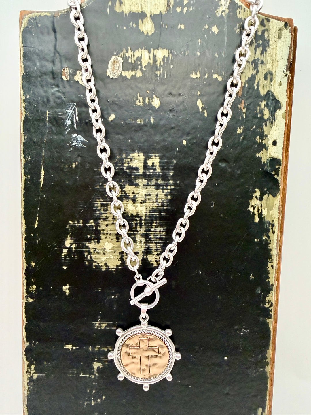 Two Tone Coin Pendant Necklace