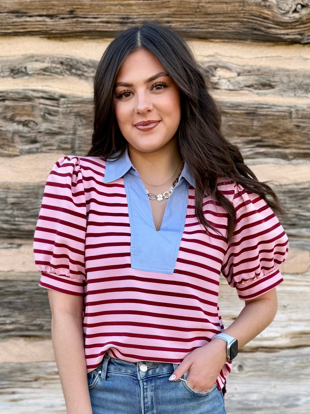 Simple Moments Pink Stripe Top