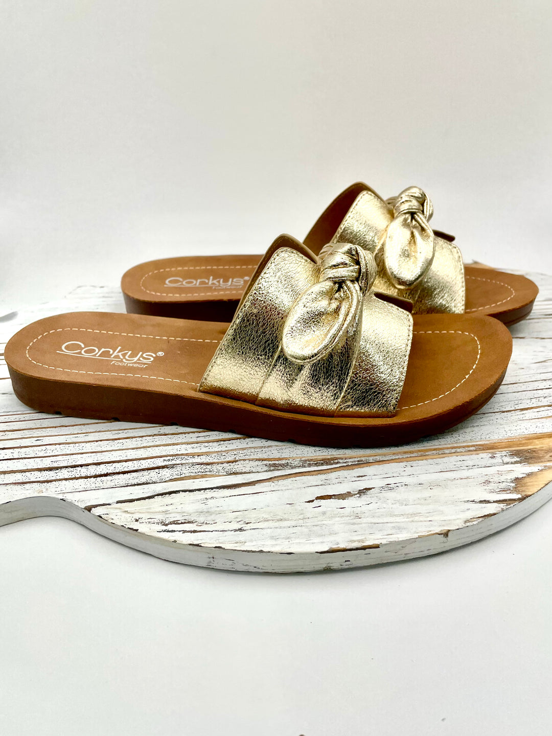 Too Cute Gold Metallic Sandal by Corkys