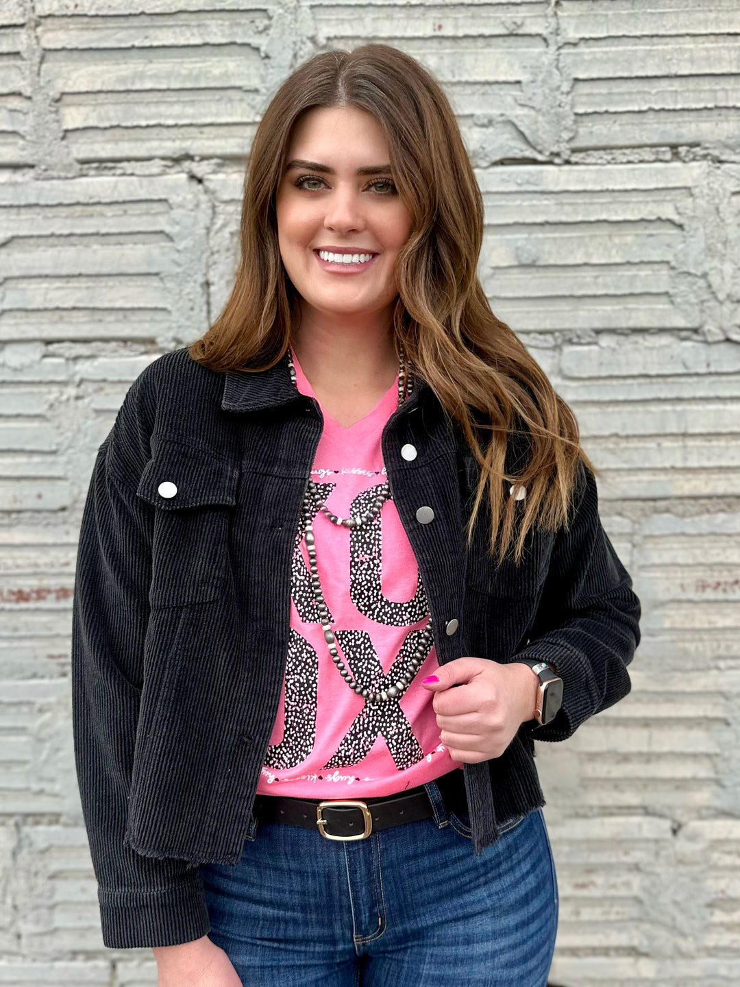 No Worries Black Corduroy Jacket