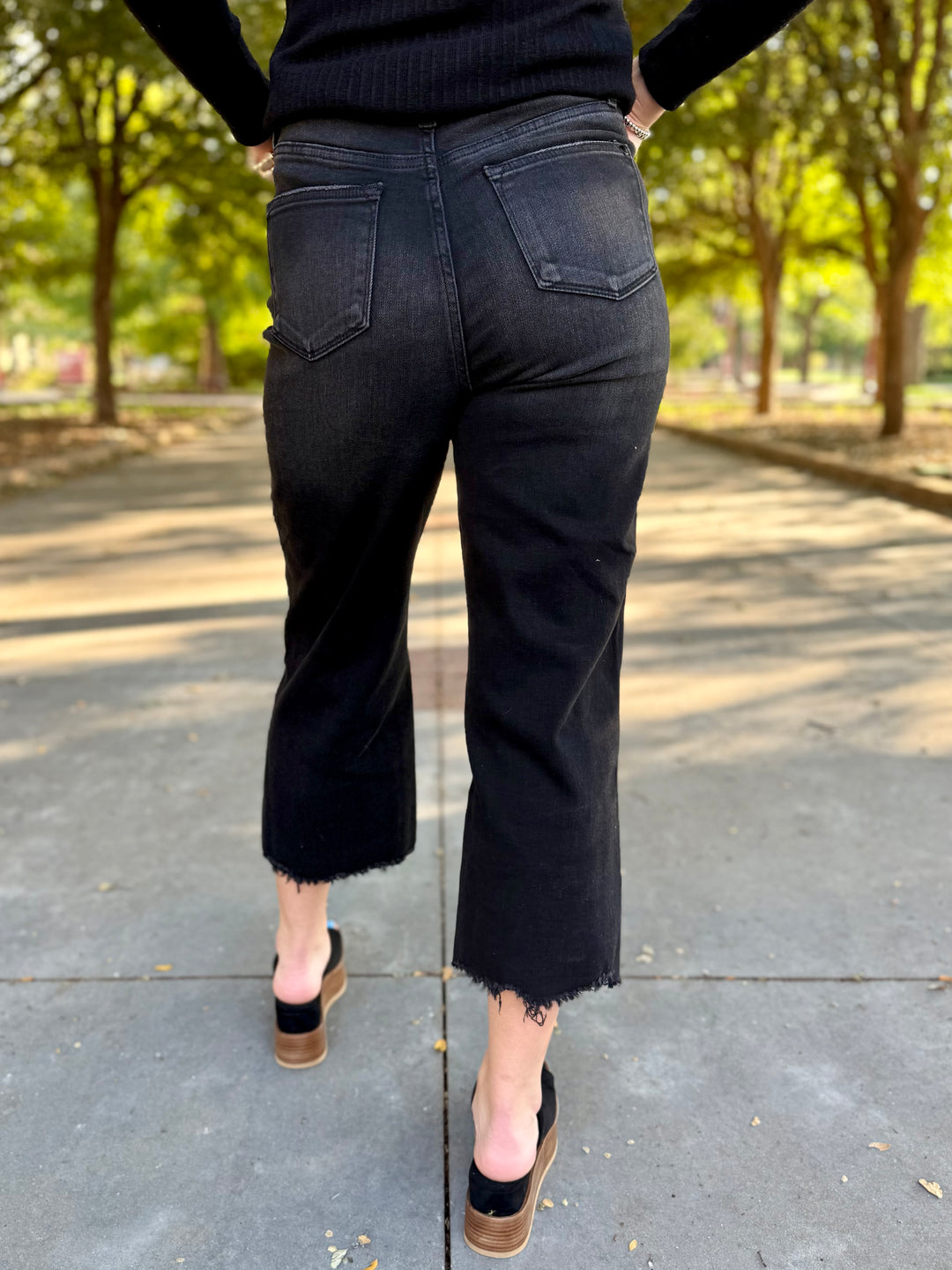 Meyer Washed Black Wide Leg Crop by Judy Blue
