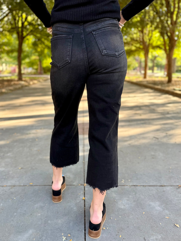 Meyer Washed Black Wide Leg Crop by Judy Blue