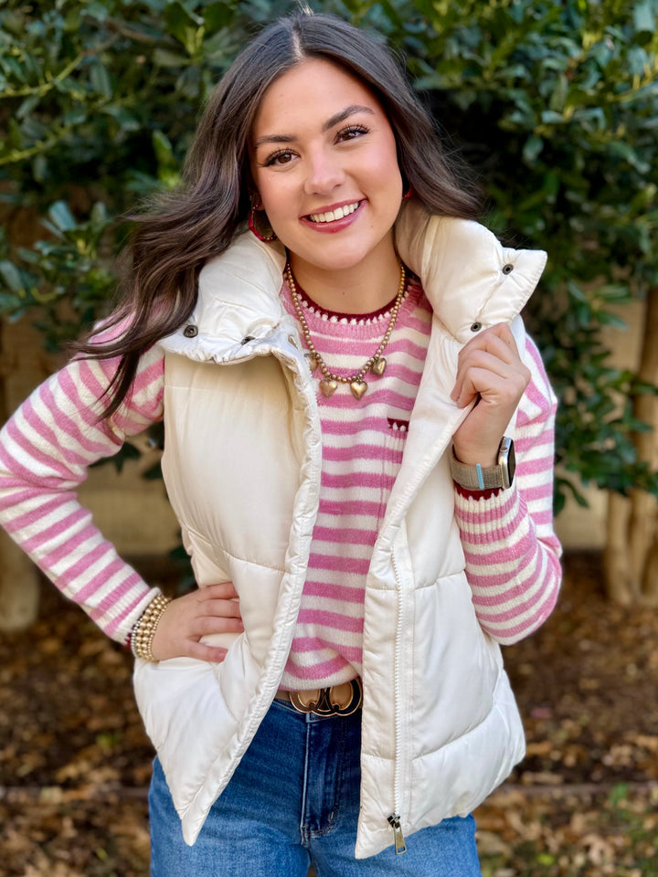Sugar and Stripes Pink Sweater