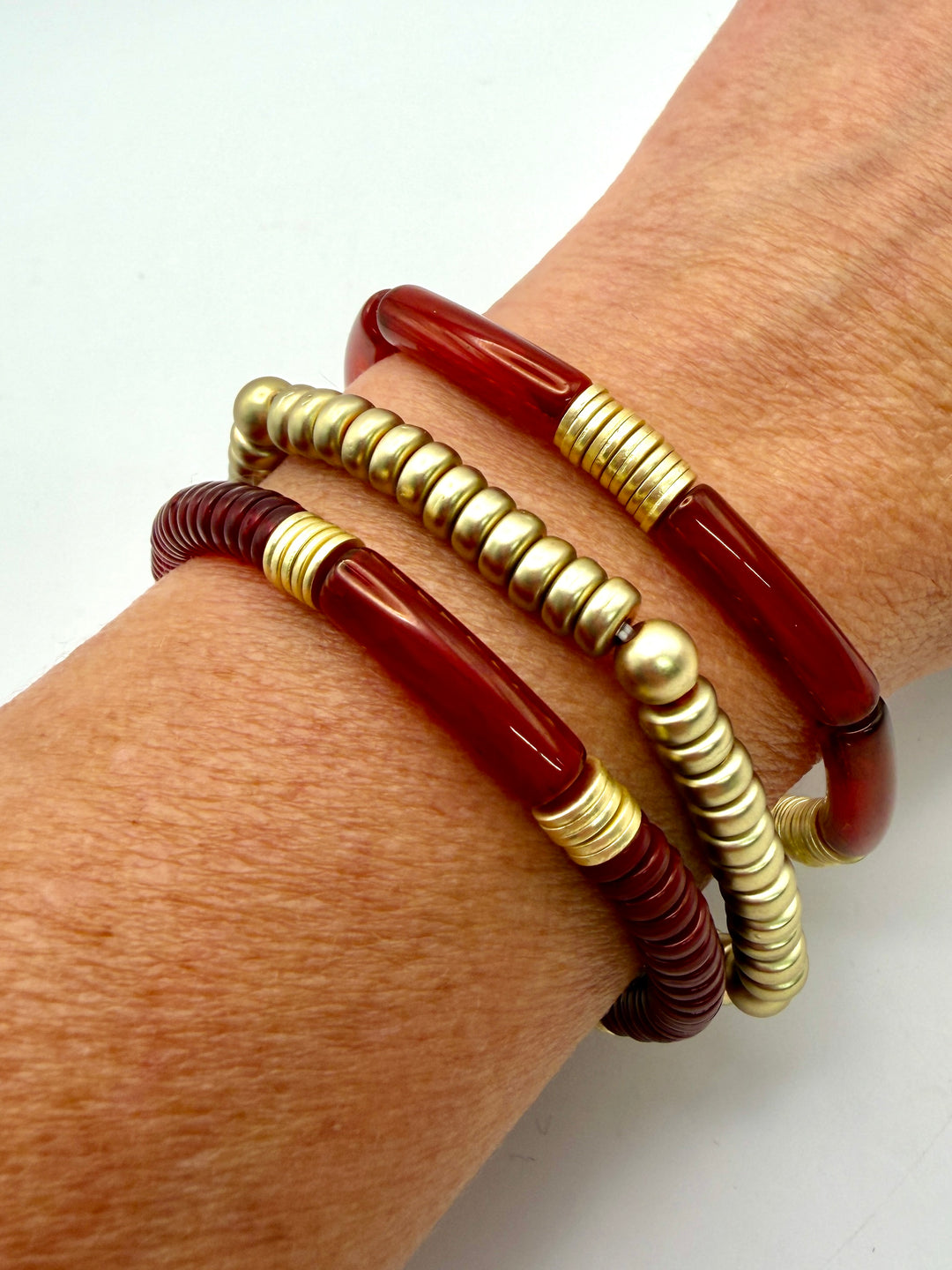 Sideline Stack Maroon & Gold Bracelets