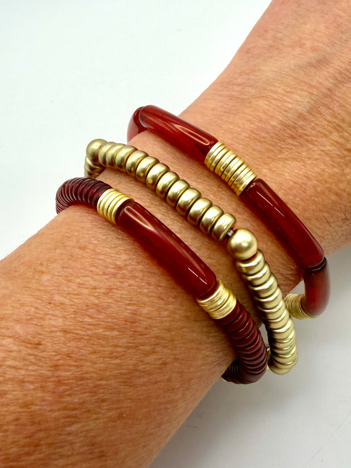Sideline Stack Maroon & Gold Bracelets