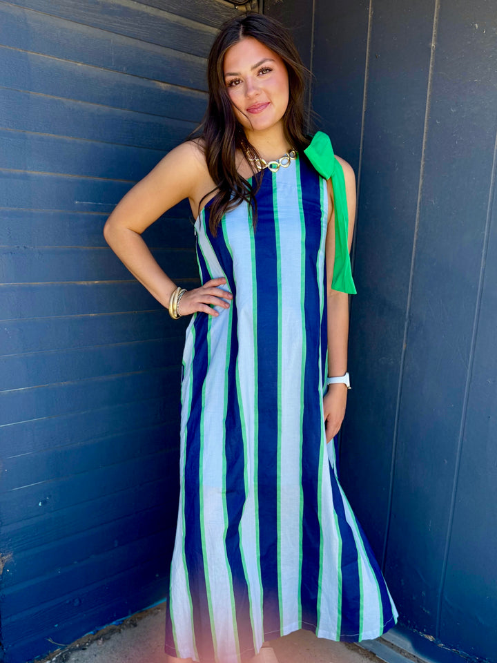 Tidal Twist Blue One Shoulder Dress