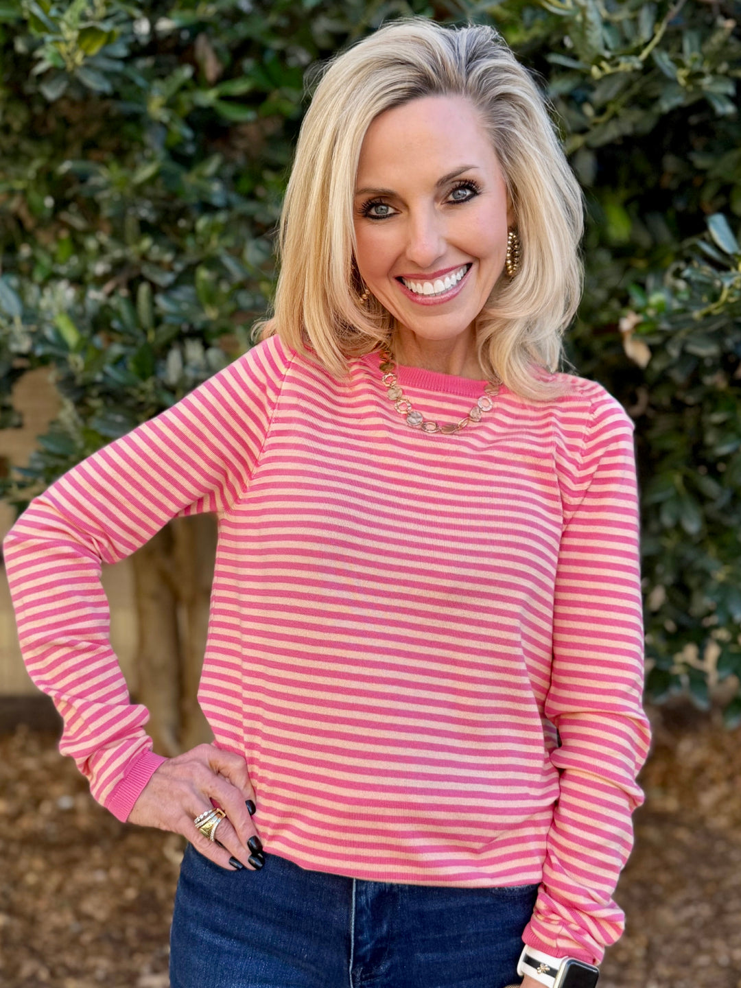 Pink Sunset Striped Sweater