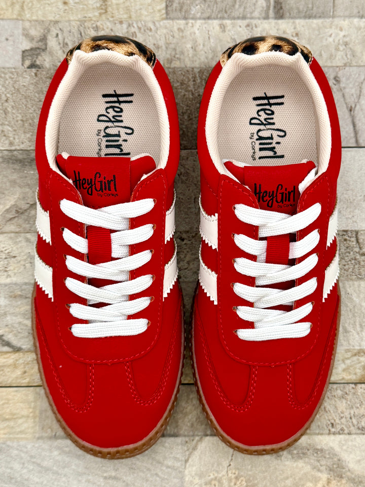 Heads Up Red & Leopard Sneaker by Corkys