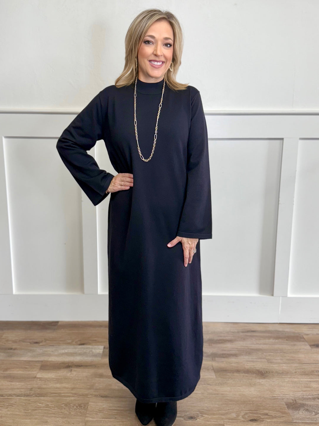 Soft Black Sweater Maxi Dress