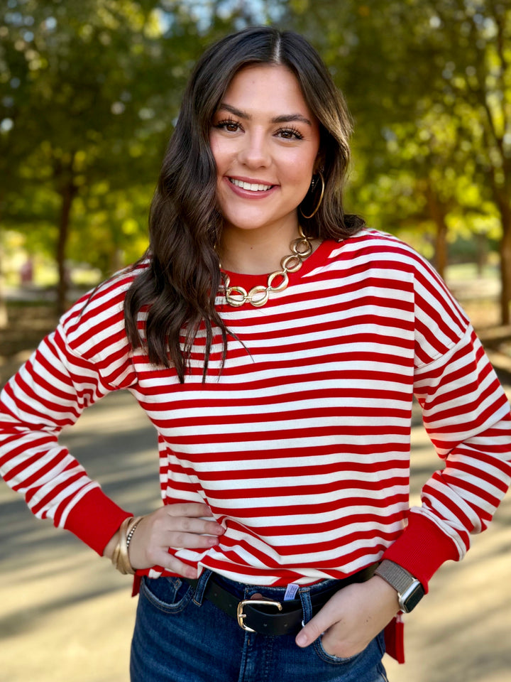 Stripes for the Season Red Top