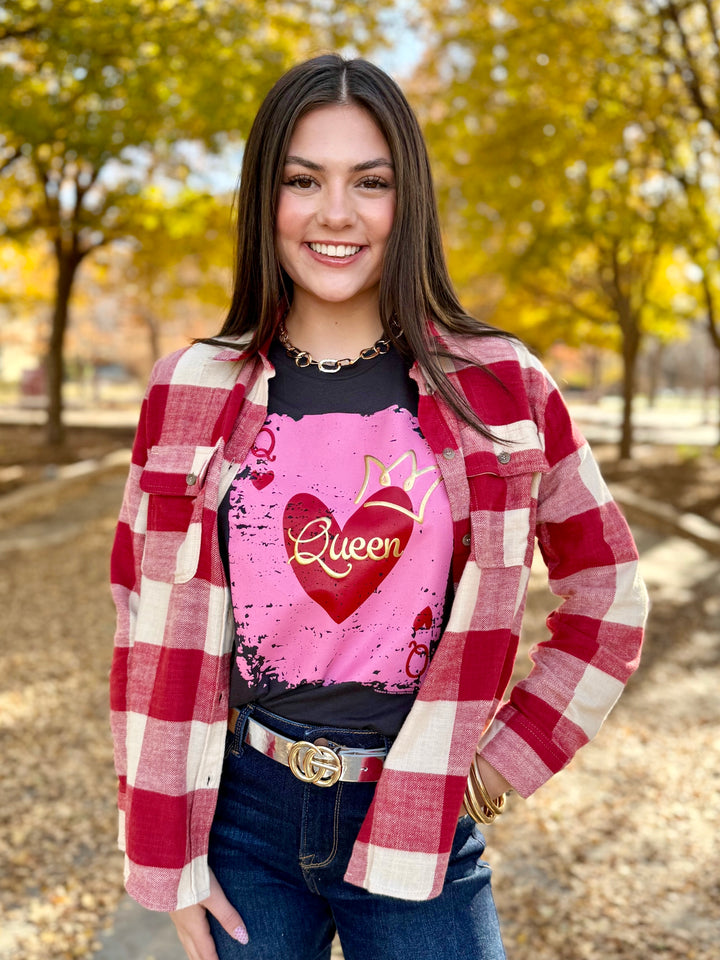 Heartfelt Red Plaid Flannel Top