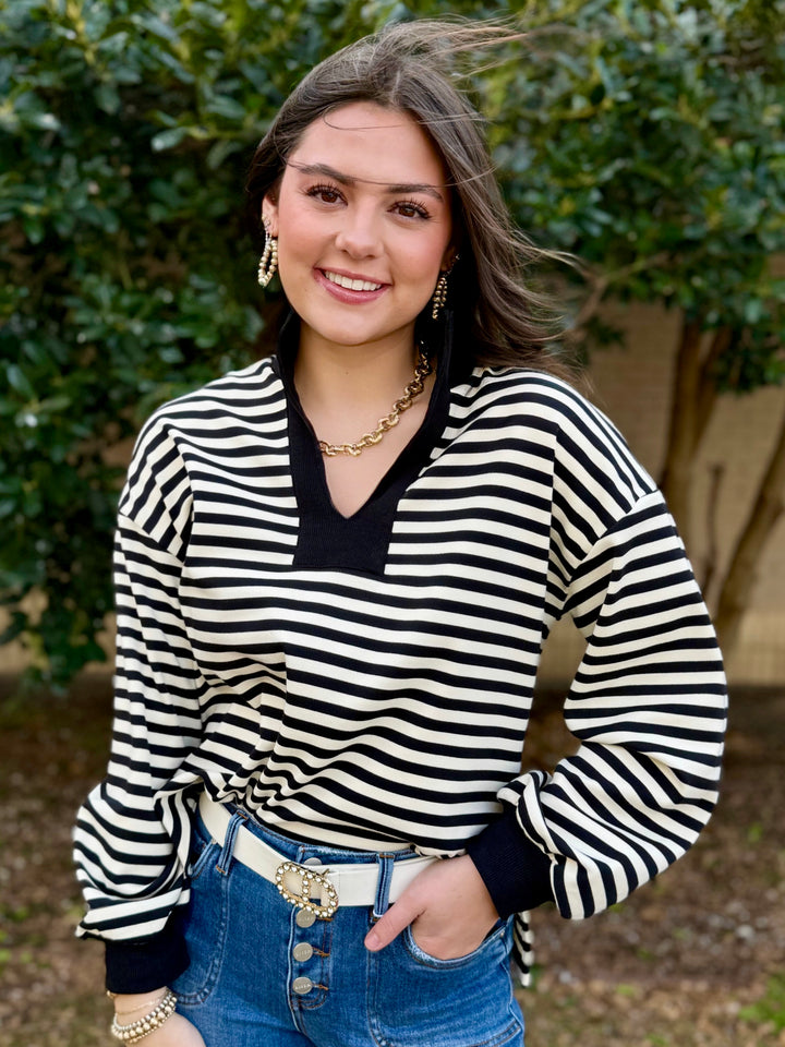 Stripes & Smiles Black Striped Top