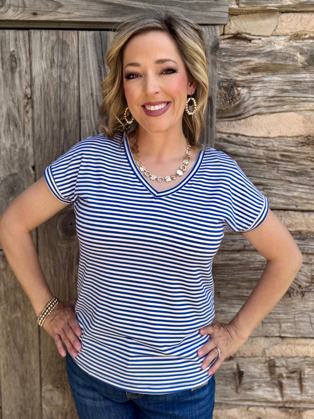Just the Basics Blue Stripe Top