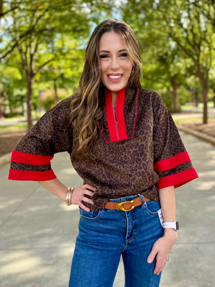 Leopard Chic 1/4 Zip Top