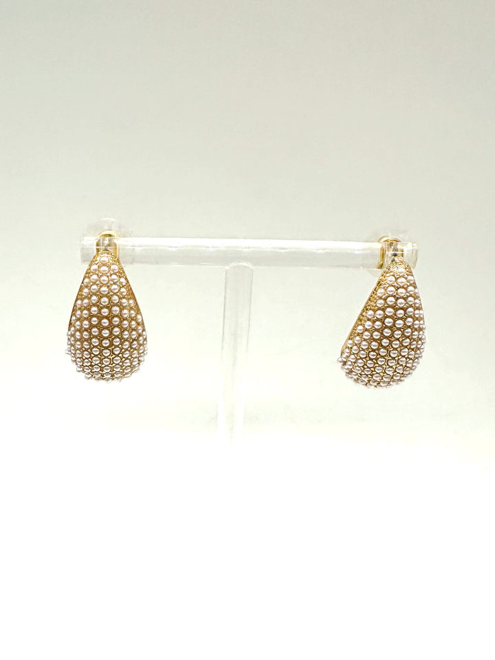 Florence Pave Pearl Teardrop Earrings