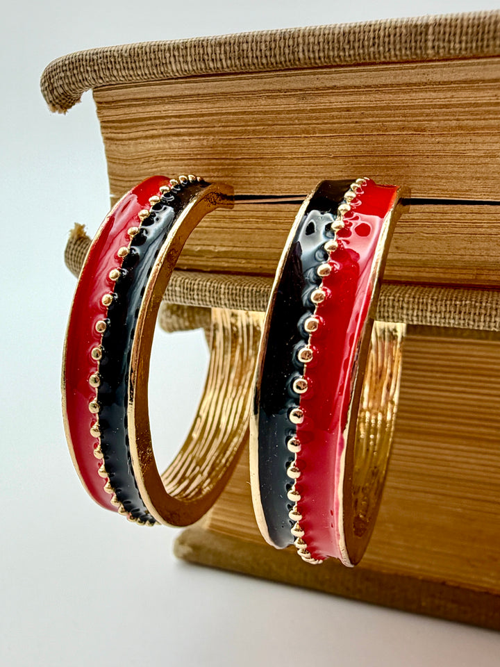 Double Take Red & Black Hoop Earrings