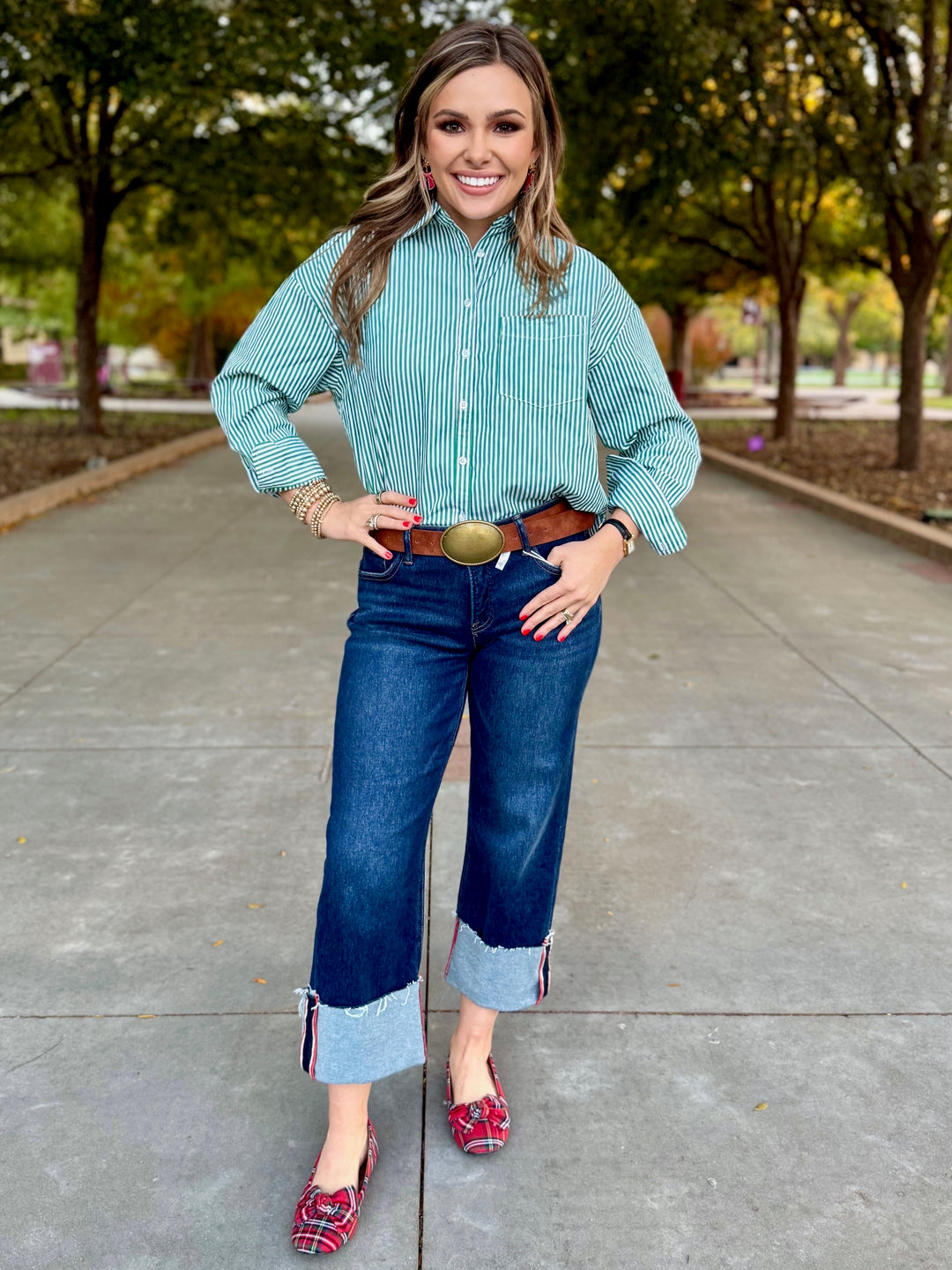 Candy Stripe Green Blouse